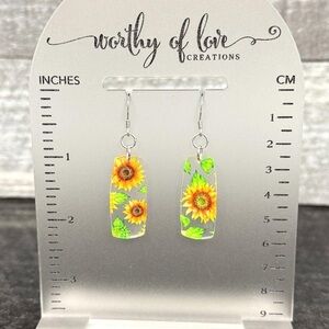 Sunflower earrings stainless steel and acrylic New Handmade